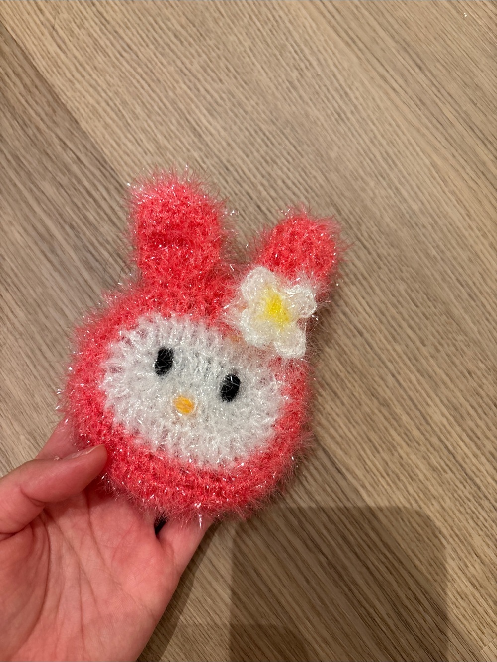 Handmade crochet Mymelody sanrio Pink & White Fuzzy figurine